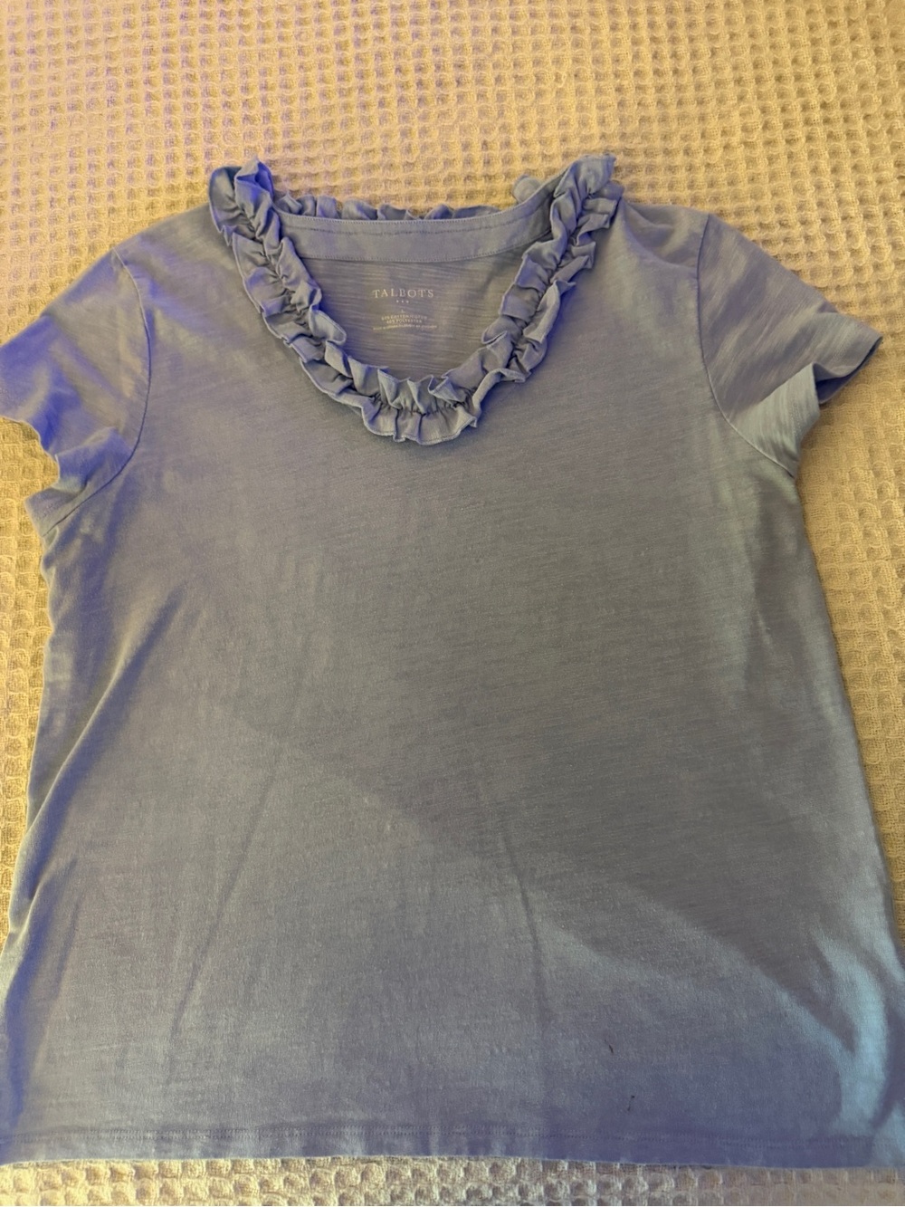 Talbots Lavender Ruffle Scoop-Neck Short Sleeve Tee